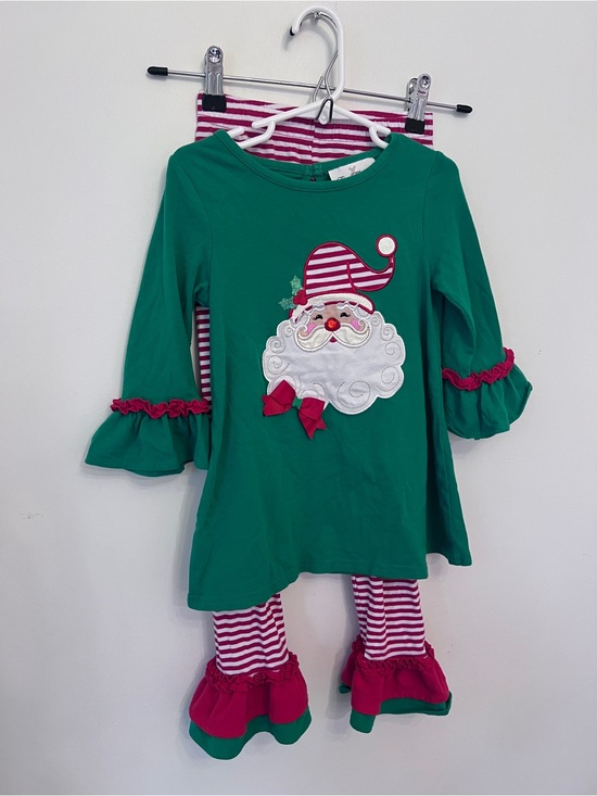 Rare Editions Other - Rare Editions Girls Christmas Santa Applique Tunic & Ruffled Legging Set size 5
